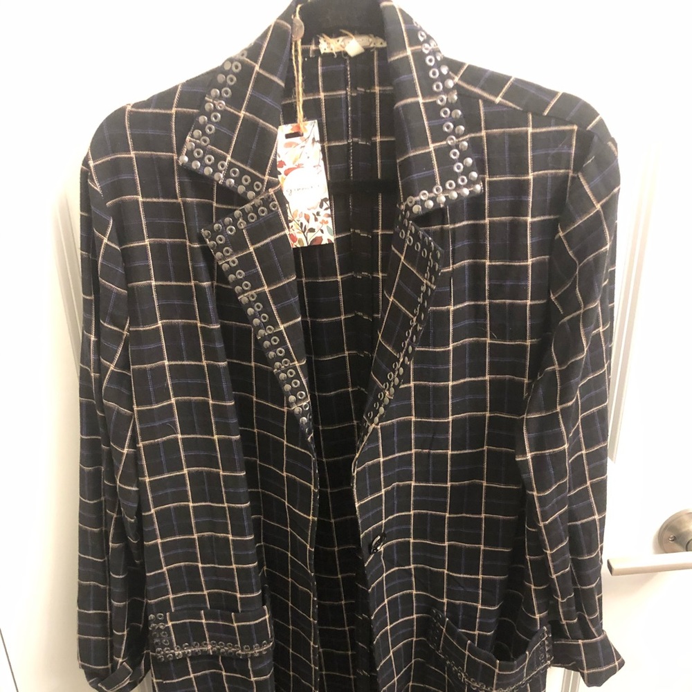 Gimmicks Blazer Black Plaid with Studs